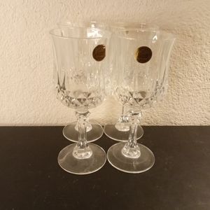EXQUISITE NEW Cristal D Arques Longchamp France 7" Crystal Goblets Set of 4